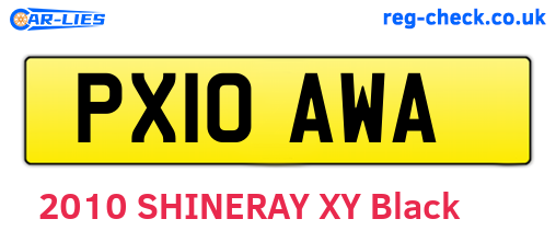 PX10AWA are the vehicle registration plates.