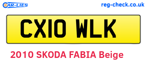 CX10WLK are the vehicle registration plates.