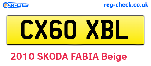 CX60XBL are the vehicle registration plates.