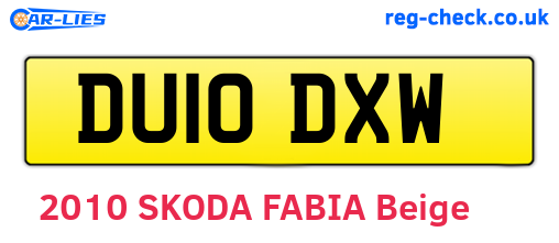 DU10DXW are the vehicle registration plates.