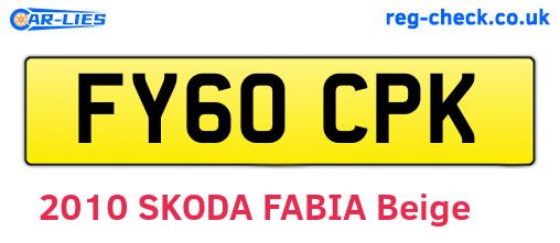 FY60CPK are the vehicle registration plates.