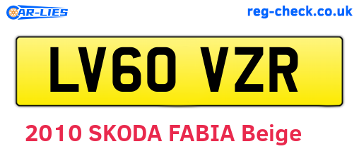 LV60VZR are the vehicle registration plates.