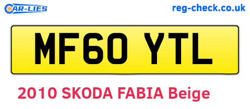 MF60YTL are the vehicle registration plates.