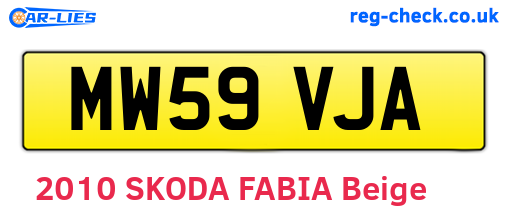 MW59VJA are the vehicle registration plates.