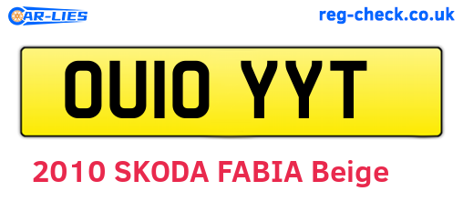 OU10YYT are the vehicle registration plates.