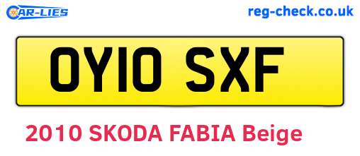 OY10SXF are the vehicle registration plates.
