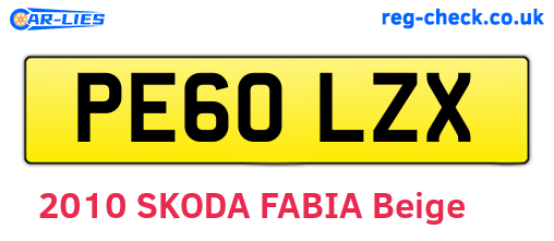 PE60LZX are the vehicle registration plates.