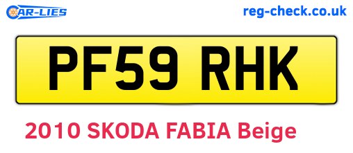 PF59RHK are the vehicle registration plates.