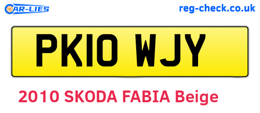 PK10WJY are the vehicle registration plates.