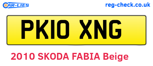 PK10XNG are the vehicle registration plates.