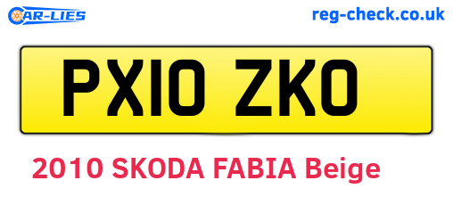 PX10ZKO are the vehicle registration plates.