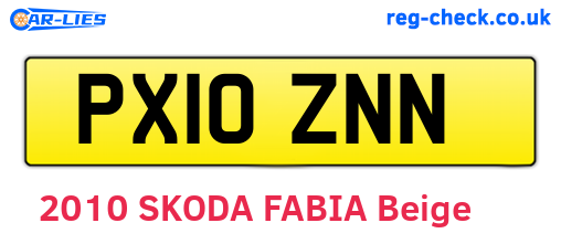 PX10ZNN are the vehicle registration plates.