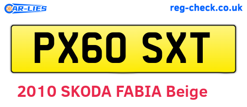 PX60SXT are the vehicle registration plates.