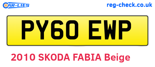 PY60EWP are the vehicle registration plates.