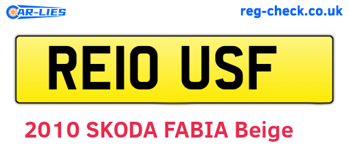 RE10USF are the vehicle registration plates.