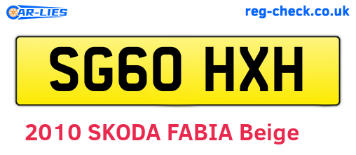 SG60HXH are the vehicle registration plates.