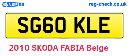 SG60KLE are the vehicle registration plates.