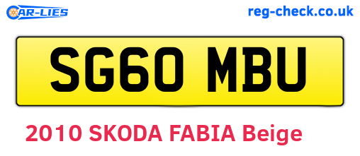 SG60MBU are the vehicle registration plates.