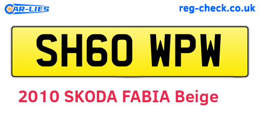 SH60WPW are the vehicle registration plates.