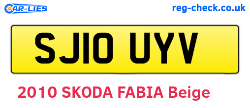 SJ10UYV are the vehicle registration plates.