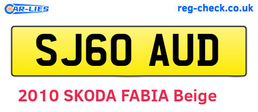 SJ60AUD are the vehicle registration plates.