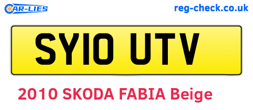 SY10UTV are the vehicle registration plates.