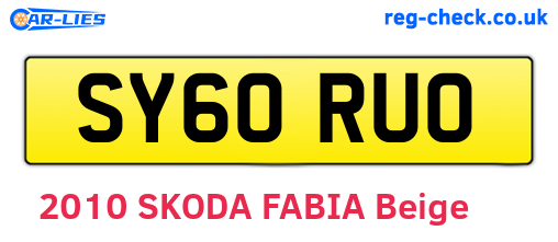 SY60RUO are the vehicle registration plates.