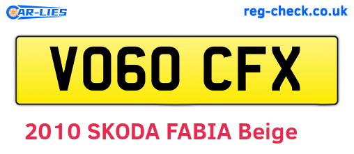 VO60CFX are the vehicle registration plates.