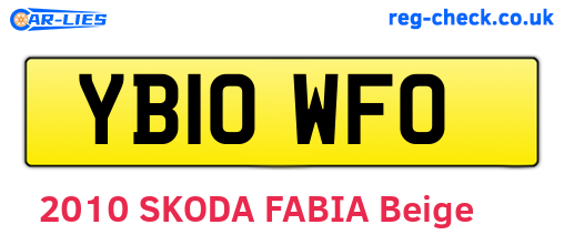 YB10WFO are the vehicle registration plates.