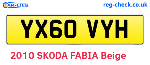 YX60VYH are the vehicle registration plates.