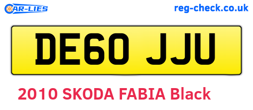 DE60JJU are the vehicle registration plates.