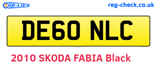 DE60NLC are the vehicle registration plates.