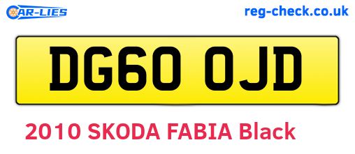 DG60OJD are the vehicle registration plates.