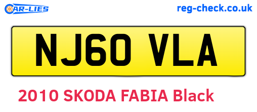 NJ60VLA are the vehicle registration plates.
