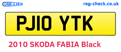 PJ10YTK are the vehicle registration plates.
