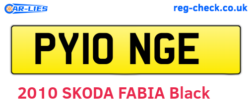 PY10NGE are the vehicle registration plates.