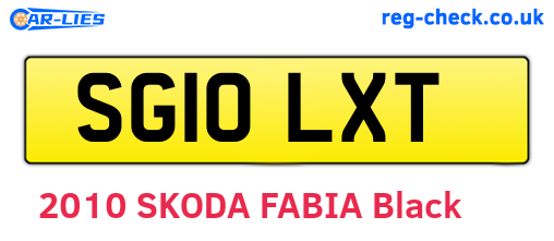 SG10LXT are the vehicle registration plates.
