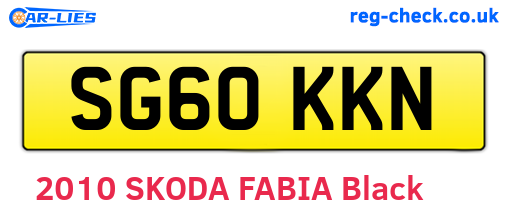 SG60KKN are the vehicle registration plates.