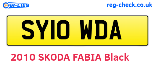 SY10WDA are the vehicle registration plates.