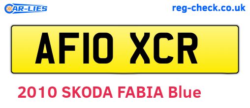 AF10XCR are the vehicle registration plates.