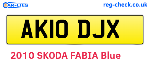 AK10DJX are the vehicle registration plates.