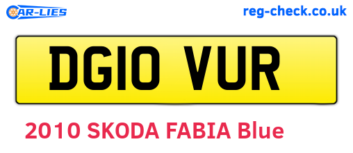 DG10VUR are the vehicle registration plates.
