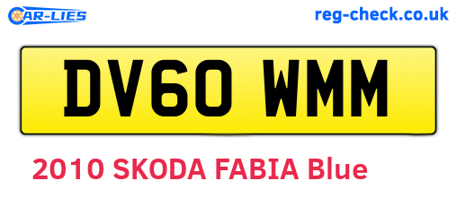 DV60WMM are the vehicle registration plates.
