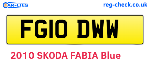 FG10DWW are the vehicle registration plates.
