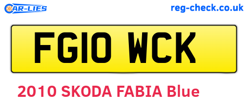 FG10WCK are the vehicle registration plates.