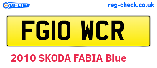 FG10WCR are the vehicle registration plates.