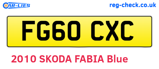 FG60CXC are the vehicle registration plates.