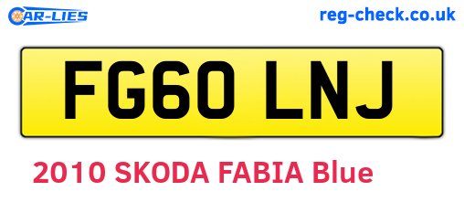 FG60LNJ are the vehicle registration plates.