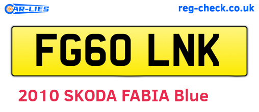 FG60LNK are the vehicle registration plates.