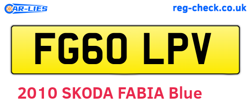 FG60LPV are the vehicle registration plates.